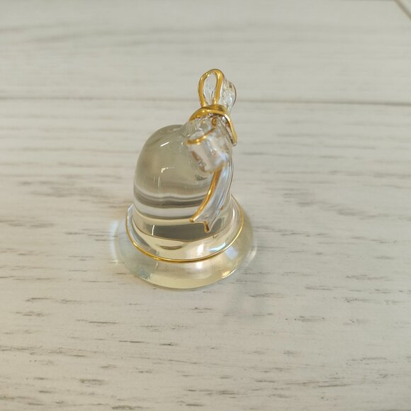 Miniature 25th Anniversary Glass Bell Shaped Figurine With Gold Tone Accents - Picture 6 of 6